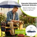 Garden Kneeler and Seat with Umbrella, 2-in-1 Foldable Gardening Stool with Adjustable Bracket, Detachable Tool Bags, Heavy Duty Kneeling Pad for Gardening (Black Orange)