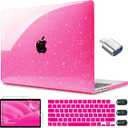 CISSOOK Sparkly Glitter Rose Pink Case for MacBook Pro 14 inch Case M4 M3 M2 M1 Chip 2025 2024 2023 2022 2021 Release Model A3112 A3185 A3401 / A2918 A2992 / A2779 / A2442 M1 Pro/Max Chip (Pro14inch-Rose Red Glitter)