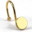 Brass Gold Shower Curtain Hooks: Round Button Design Heavy Metal Shower Curtain Rings for Bathroom - Modern Simple Decorative Shower Curtain Hangers for Shower Rod - Set of 12