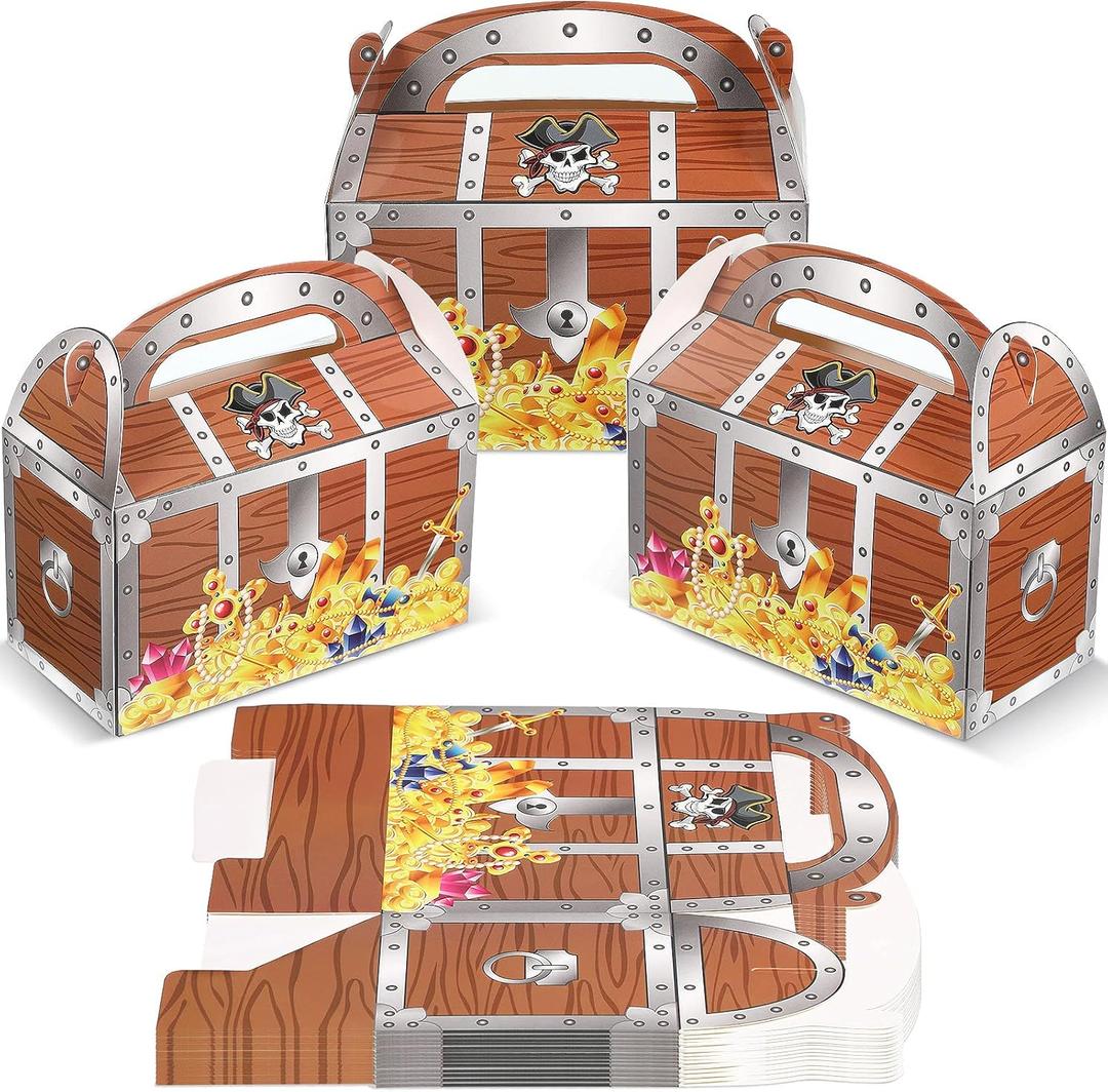 Censen 20 Pieces Pirate Treasure Treat Chest Decoration Party Favor Goodie Box Halloween Candy Decoration Box for Halloween Performance Play Theater Costume Party Supplies