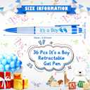 Woanger 36 Pcs Baby Shower Pens for Boys Girls Retractable Gel Pens Blue or Pink Baby Shower Favors Thank You Gifts for Guests(It's a Boy Style)
