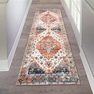 Hallway Runner Rug 2'x6' Distressed Washable Vintage Kitchen Non Slip Bedroom Kitchen Laundry Room (Traditional & Classic)