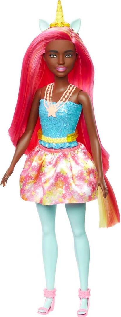 Barbie Dreamtopia Unicorn Fashion Doll with Pink & Yellow Hair & Removable Skirt & Accessories Including Unicorn Headband & Tail