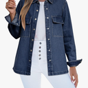 luvamia Jean Jackets for Women 2026 Fall Fashion Oversized Button Down Denim Jacket Western Shacket Jacket with Pockets XXL