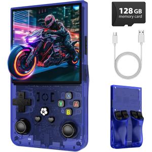 R36 Max Retro Handheld Game Console, Video Game Console with 64G Built-in 18000+ Games, 4000mAh Rechargeable, Support 30+ Simulators, Linux System, 4.0 Inch IPS Screen Portable Pocket Arcade (Blue)