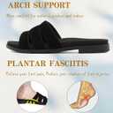 Meik Mangni Women's Flats Dressy Slide Sandals Comfortable Arch Support Sandals Fashion Open Toe Slip On Beach Sandals for Summer (Black,9.5 US)