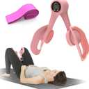 Thigh Trainer, 360Adjustable Pelvic Floor Exercise Devices with LED Display, Inner Thigh Exerciser with 20LB Resistance Band for Women, Home Fitness Equipment for Hip, Leg, Arm, LightPink