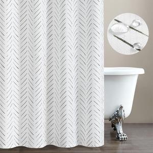jinchan Black and White Shower Curtain Inky Moss Black Herringbone Chevron Zig Zag Waterproof Fabric Modern Farmhouse Shower Curtains for Bathroom with 12 Hooks 70x72 Inches