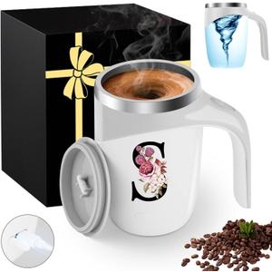 Initial Magnetic Stirring Coffee Mug Stainless Insulated Travel Cup Women Xmas Birthday Ideas Gift New Step Bonus Mom Daughter Son Law Unique Who Have Good Special Busy Useful Adult Custom Present,S