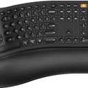 ProtoArc Ergonomic Wireless Keyboard Mouse, EKM01 Plus Full Size Ergo Bluetooth Keyboard Mouse Combo, Split Design, Wrist Rest, Multi-Device, Rechargeable, for Windows/Mac OS - Black