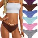 Memouniva Seamless Thongs for Women Sexy V-waisted No Show Thong Stretch Breathable Ladies Panties Underwear 6 Pack