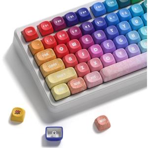 MOA Profile PBT Keycaps, 131 Keys Dye-Sublimation Custom Keyboard Keycaps Cute Rainbow Key caps for Cherry Gateron MX Swithes Mechanical Keyboards