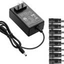 Kado Power Adapter 12V-2A 1.5A 1.25A 1A AC/DC Power Cord 5.5x2.1mm with 8 Tips Made for Sceptre Monitor, Echo Smart Speaker & Display, Webcam, Router, Mini PC, Projector, CCTV, Bluetooth Speaker