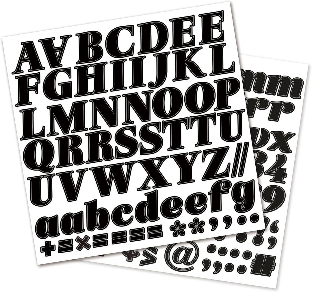 3 x 1040 Pieces 16 Sheets Alphabet and Number Stickers, 1" Self-Adhesive Vinyl Decals for Mailbox, House Number, Address Sign, Classroom, Business Use (1 Inch - Black) 3 x 1040 Pieces 16 Sheets Alphabet and Number Stickers, 1" Self-Adhesive Vinyl Decals for Mailbox, House Number, Address Sign, Classroom, Business Use (1 Inch - Black)