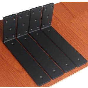 3 Pack L11 x H 6" x W 2.5" 10mm Thick Countertop Support Brackets, Heavy Duty Countertop Hidden Bracket L Shelf Bracket Metal Corbels for Countertops Frosted Black