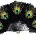 Yolyoo Vintage Style Marabou Feather Hand Fan Peacock Folding Handheld Fan for Dancing Party Flapper(Black)