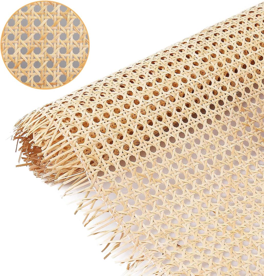24" Width Cane Webbing 3.3Feet, Natural Rattan Webbing for Caning Projects, Woven Open Mesh Cane for Furniture, Chair, Cabinet, Ceiling, Basket