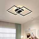 Becailyer Modern LED Ceiling Light, Dimmable 2 Squares Ceiling Lamp Fixture with Remote, Acrylic Metal Flush Mount Ceiling Chandelier Lighting for Living Room Bedroom (40W, Black)