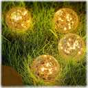 Honoson 4.7 Inch Solar Globe Lights Outdoor - Waterproof Cracked Glass Balls for Lawn Patio Yard Backyard Decorations, Warm White Solar LED Lights with Easy Installation,Durable Design (4 Pcs)