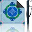 Mahjong Mat with Tech Velvet, Machine Washable, Noise Reduction,Anti Slip, and Crease-Free, Soft Touch, Game Rule, with Carrying Bag: 32.4 Inch Game Mat for Poker, Board, Tile, and Dominoes (L-Blue)