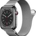 Original Stainless Steel Milanese Loop Compatible with Apple Watch Band 38mm 40mm 41mm, Magnetic Clasp Replacement Band for iwatch Series 10, 9, Ultra 2, SE, Ultra, 8 7 6 5 4 3 2 1, Women & Men Watch Strap for iWatch (Titanium, 41mm/40mm/38mm)