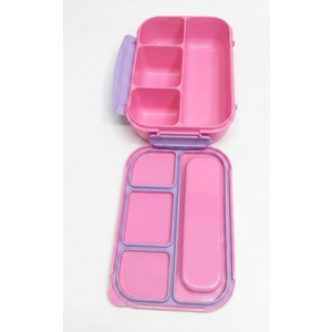 Bento Box Adult Lunch Box, Lunch Containers for Kids Girls Boys with 4 Compartments, Lunchable Food Container with Utensils, Sauce Jar, Muffin Liners, 40 Oz/5 Cup, Microwave Safe, Pink/Lavender (1200ML)