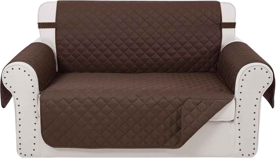 Reversible Loveseat Sofa Covers Couch Cover Furniture Protector(Loveseat Small,Chocolate/Chocolate)
