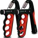 Senston Grip Strength Trainer 2 Pack - Adjustable 11-220Lbs (5-100KG) with Auto Counter, Hand Grip Strengthener, Forearm Exerciser for Athletes, Musicians, Gym, Home, Injury Rehab (Red)