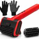 2026 Upgraded Electric Grill Brush, 3-Speed 1400–1800 RPM with LED Light, Rechargeable Electric BBQ Grill Cleaner, Anti-Shedding Brush Head, for Outdoor Grill, (Red)