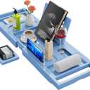 Yirilan Foldable Bamboo Bathtub Tray Caddy, Bathtub Tray, Blue