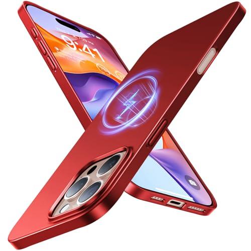 TORRAS Magnetic Slim Fit for iPhone 16 Pro Case 6.3 inch, Ultra-Thin 16 Pro Case Compatible with MagSafe, Lightweight Matte Anti-Scratch Hard PC Cover Phone Case for iPhone 16 Pro Origin Fit, Red