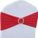 Spandex Chair Sashes - Babenest 100PCS Premium Stretch Chair Cover Band with Buckle Slider Universal Elastic Ties for Wedding Party Ceremony Reception Banquet Decoration (Red)