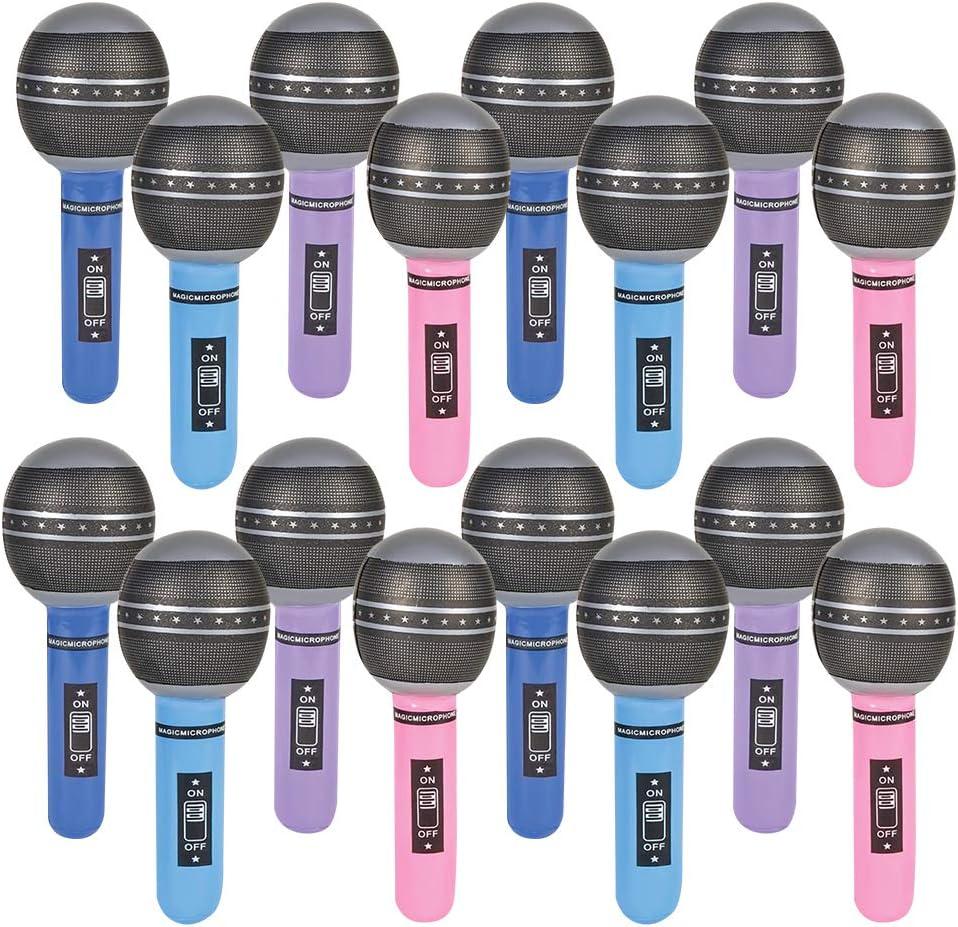 Inflatable Microphones, 24 Piece Set, Pretend Play Microphone Inflates, Durable Water Pool Toys in Assorted Colors, Fun Birthday Party Favors for Kids