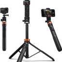 K&F CONCEPT MS24 Selfie Stick Tripod, 69" Extendable Light Stand with 1/4" Screw and Remote, Camera Phone Stand Mini Tripod Compatible with DJI OSMO 360 Pocket 4/3, iPhone 17, Action Camera.