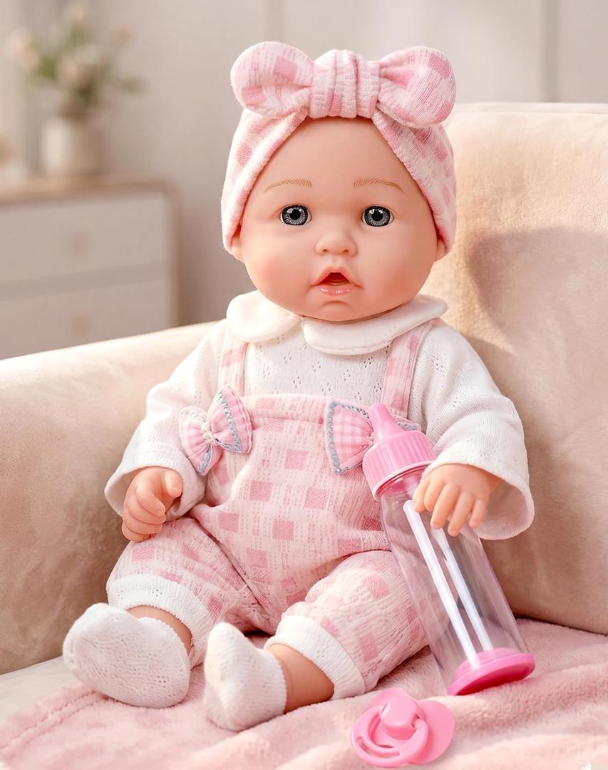 12" Girl Baby Doll Playset With Accessories And Clothes In Gift Box For Little Girls,12 Inch Small Realistic Baby Dolls Pacifier Bottle Pretend Baby Care Toy Set For Child Toddler 3+ Gift Collection