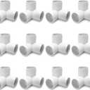 QWORK 3 Way 1/2" Tee PVC Fitting Elbow,12Pack PVC Fitting Connector,Furniture Grade, for Building Furniture and PVC Structures, White