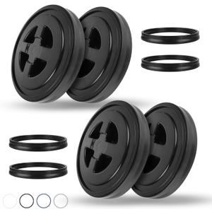 4 Pieces 5 Gallon Leak-Proof Bucket Lid Food Grade Plastic Storage Buckets Screw Seal Lids Screw Pail Lid Pet Food Storage Chicken Feeders Paint Storage Compatible with Gamma, Black