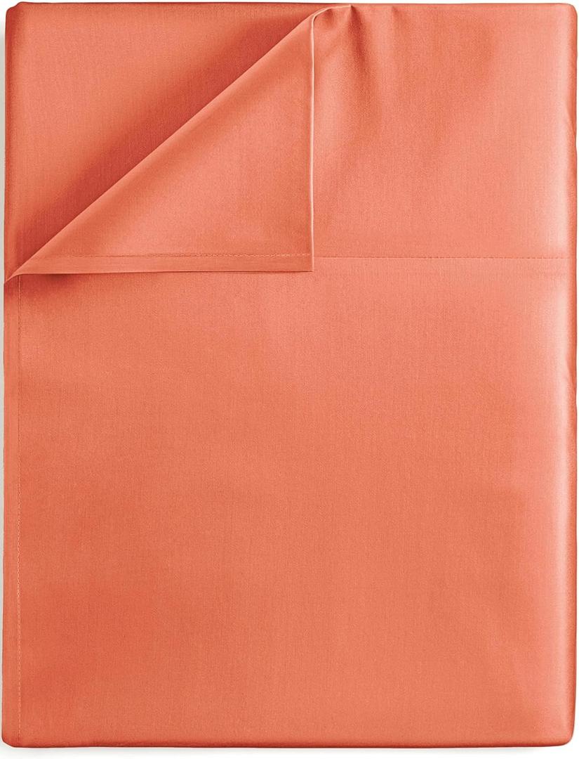 Queen Size Flat Sheet - Hotel Quality Top Flat Bed Sheet Only - Ultra-Soft, Comfy Breathable & Cooling - Fade & Wrinkle Free - Easy-Care, Stain & Shrink Resistant Bedding - Easy-Fit & Oeko-Tex - Coral