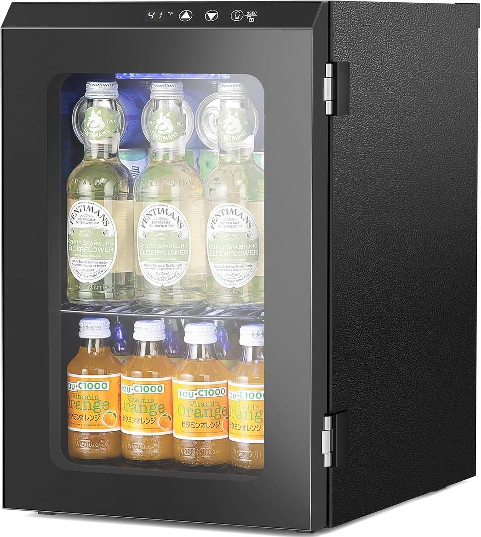 Antarctic Star 18L Mini Fridge Cooler 24Can, Beverage Refrigerator with Quiet Compressor, LED Light,Freestanding Small Fridge with Electronic Temperature Control for Home and Bar(40-61 ℉), 0.6Cu.Ft