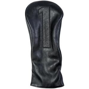 Golf Club Covers – Premium Leather Driver Headcover, Fairway Wood, 3 Wood, Hybrid, Fits Mallet Blade Putter Head Covers Alignment Stick Cover (Blackout, Driver)