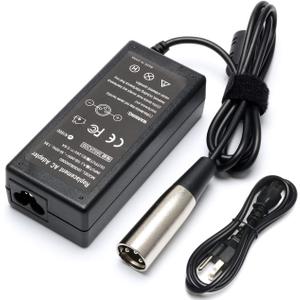 36W 24V Electric Scooter Charger Cable for eZip 400 450 500 750 E750 E400 E500 E650 900 4.0 4.5 E-4.5; eZip Trailz Electric Bike Motor Bicycle Parts - with 3-Pin XLR Connector[0.6A 600mA]