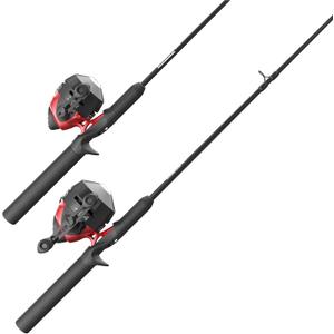 Zebco 202 & 404 Spincast Reels and Fishing Rod Combos (2-Pack), 5-Foot 6-Inch 2-Piece Fishing Pole, Size 30 and 40 Reels, Right-Hand Retrieve, Pre-Spooled with 10 lb and 15 lb Cajun Line, Black/Red, Rod Length: 167.6 centimeters