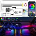 Jushope Interior Car LED Strip Lights, Acrylic LED Lights for Car with Dynamic Dreamcolor Chasing, Ambient Lighting Kits Music Sync Wireless APP and RF Remote Control (10 in 1)