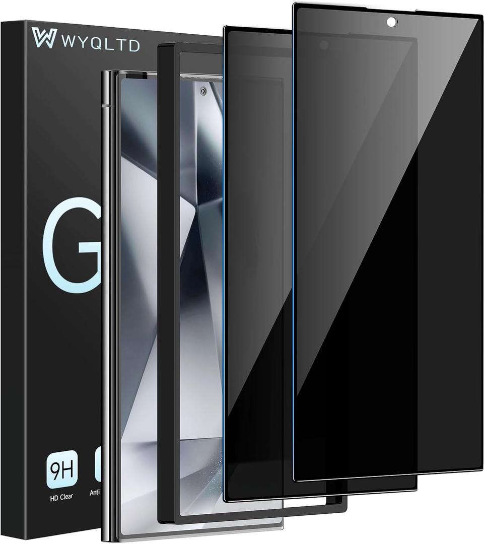 2 Pack for Samsung Galaxy S24 Ultra Privacy Screen Protector Tempered Glass, Anti-Spy, Full Coverage, S24 Ultra Accessories, Case Friendly, Easy Installation