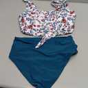 ZAFUL Women's High Waisted Tankini Scoop Neck Knotted Two Pieces Tankini Set Swimsuit, M