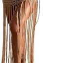 Milumia Women's Crochet Swimwear Cover Up Skirt High Waisted Fringe Hem Beach Skirts M