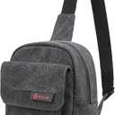 TULLIO Camera Bag Small Canvas Crossbody Purse Waterproof Dslr Camera Bag Case for Photographer (Black Gray)