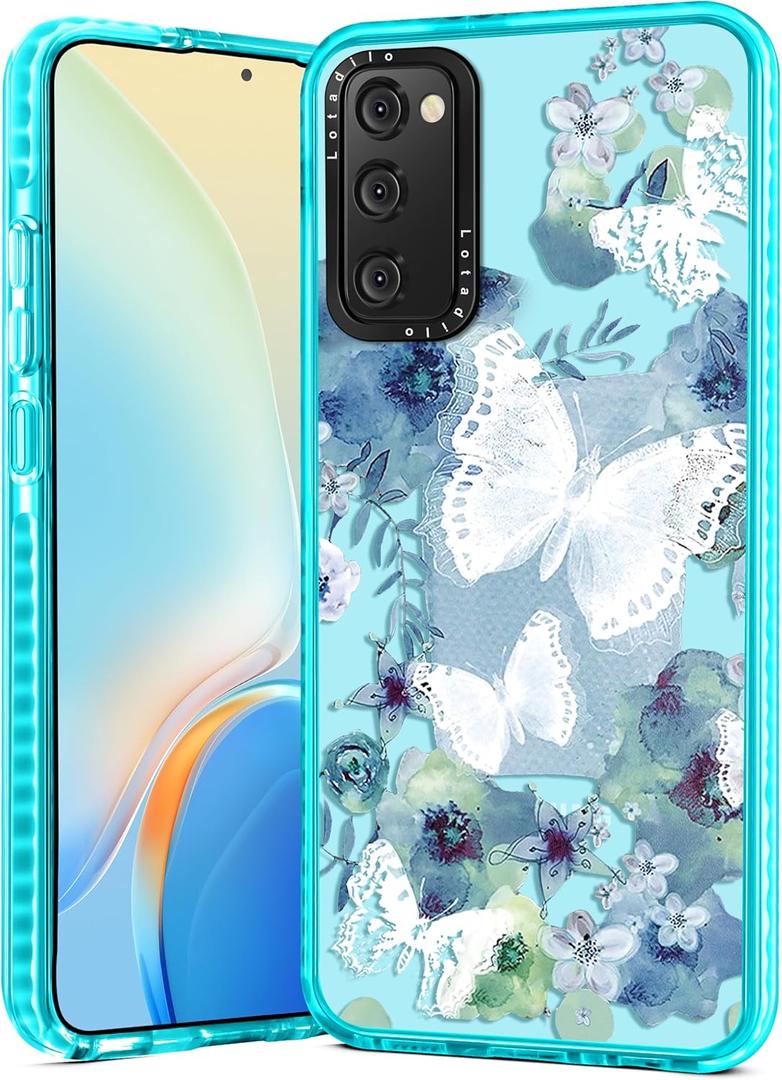 Lotadilo Cute Case for Galaxy S20 FE 5G - for Women Girls Kawaii Funny Design Fun Aesthetic Ink Butterfly Fashion Girly for Teens Pattern TPU Bumper for Samsung Galaxy S20 FE Case