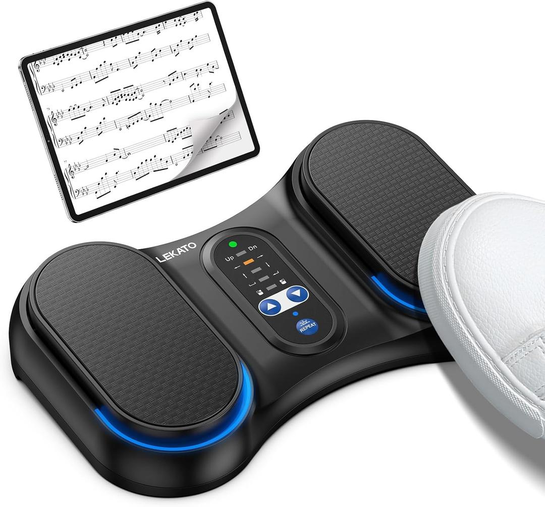 LEKATO Wireless Bluetooth Page Turner for iPad, Tablets, Android, and iOS Phones, Silent USB iPad Foot Pedal for Musicians Hands-Free Sheet Music Control