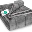 Topblan Sherpa Fleece Weighted Blanket for Adult, 15 lbs Dual Sided Cozy Fluffy Heavy Blanket, Ultra Fuzzy Throw Blanket with Soft Plush Flannel Top, 60 x 80 inches, Grey